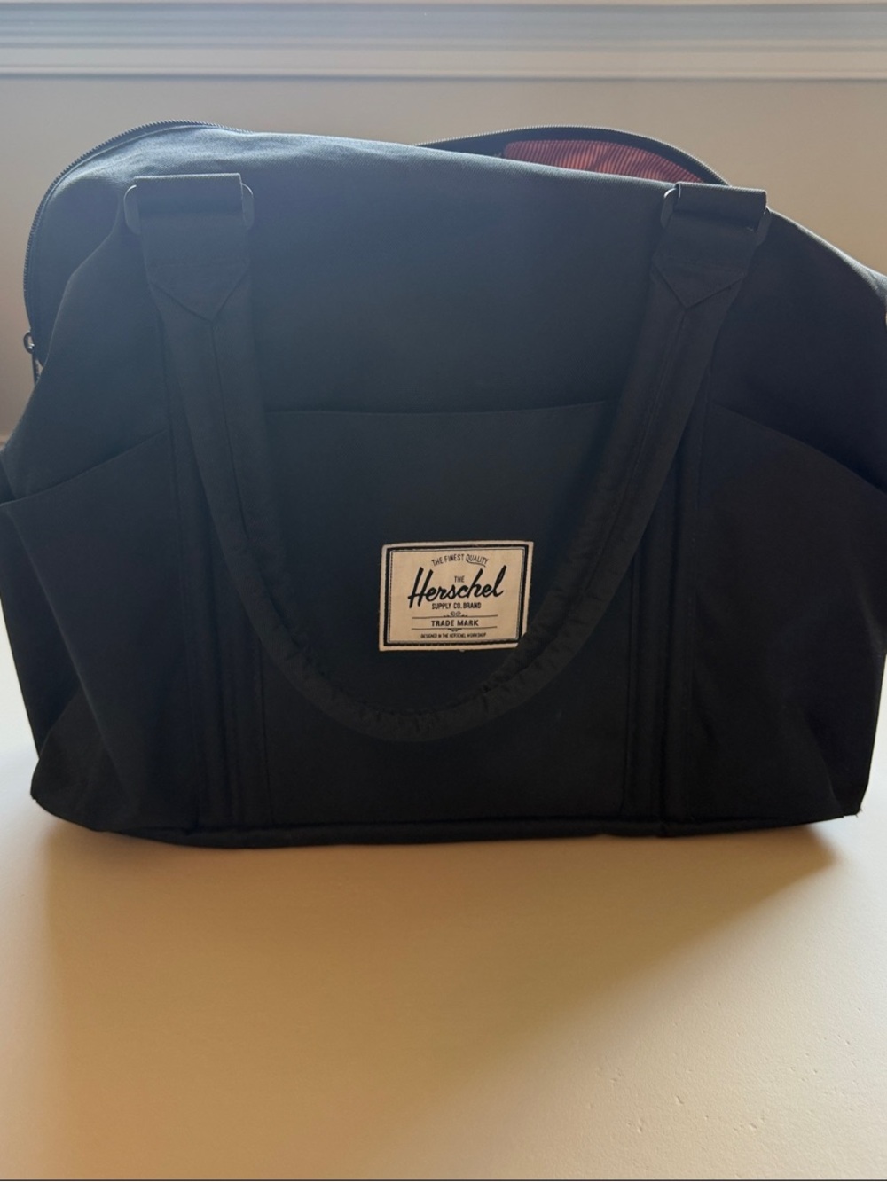 Herschel Supply Company Black Travel Duffel with White Logo Patch